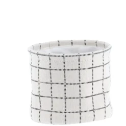PANIER COTON IMPRIME MOTIF CARRE NATUREL 15X12CM