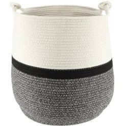 PANIERE A LINGE D.40X42CM NATUREL NOIR CHINE
