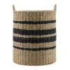 PANIERE A LINGE RONDE NATUREL NOIR D.42X56CM