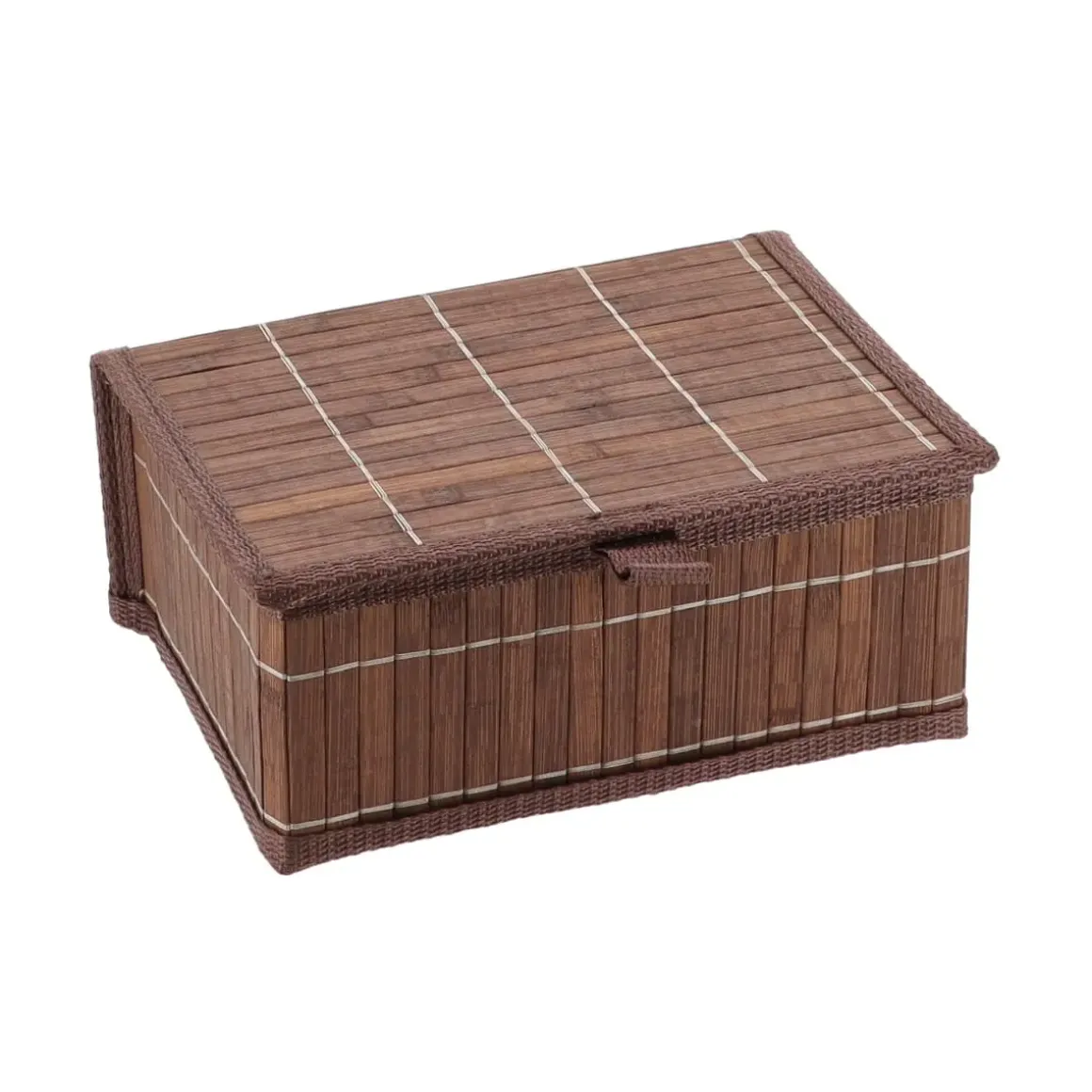 PANIERE BAMBOU AVEC COUVERCLE 22X16.5X10CM MARRON