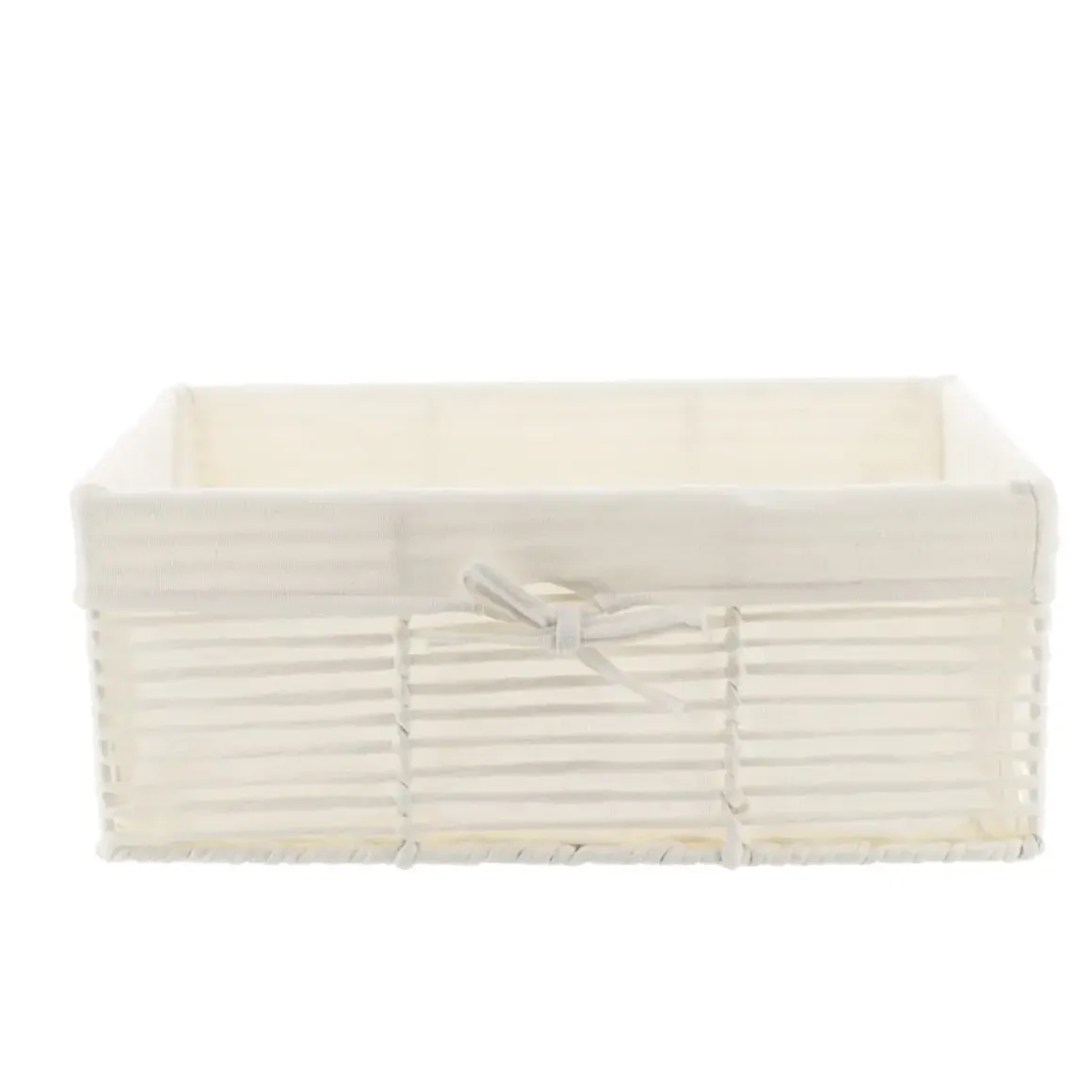 PANIERE EN PAPIER 39X26X15.5CM BLANC TISSU LIN