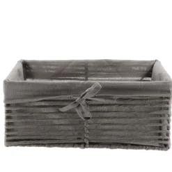 PANIERE EN PAPIER 34X23.5X14CM GRIS TISSU GRIS