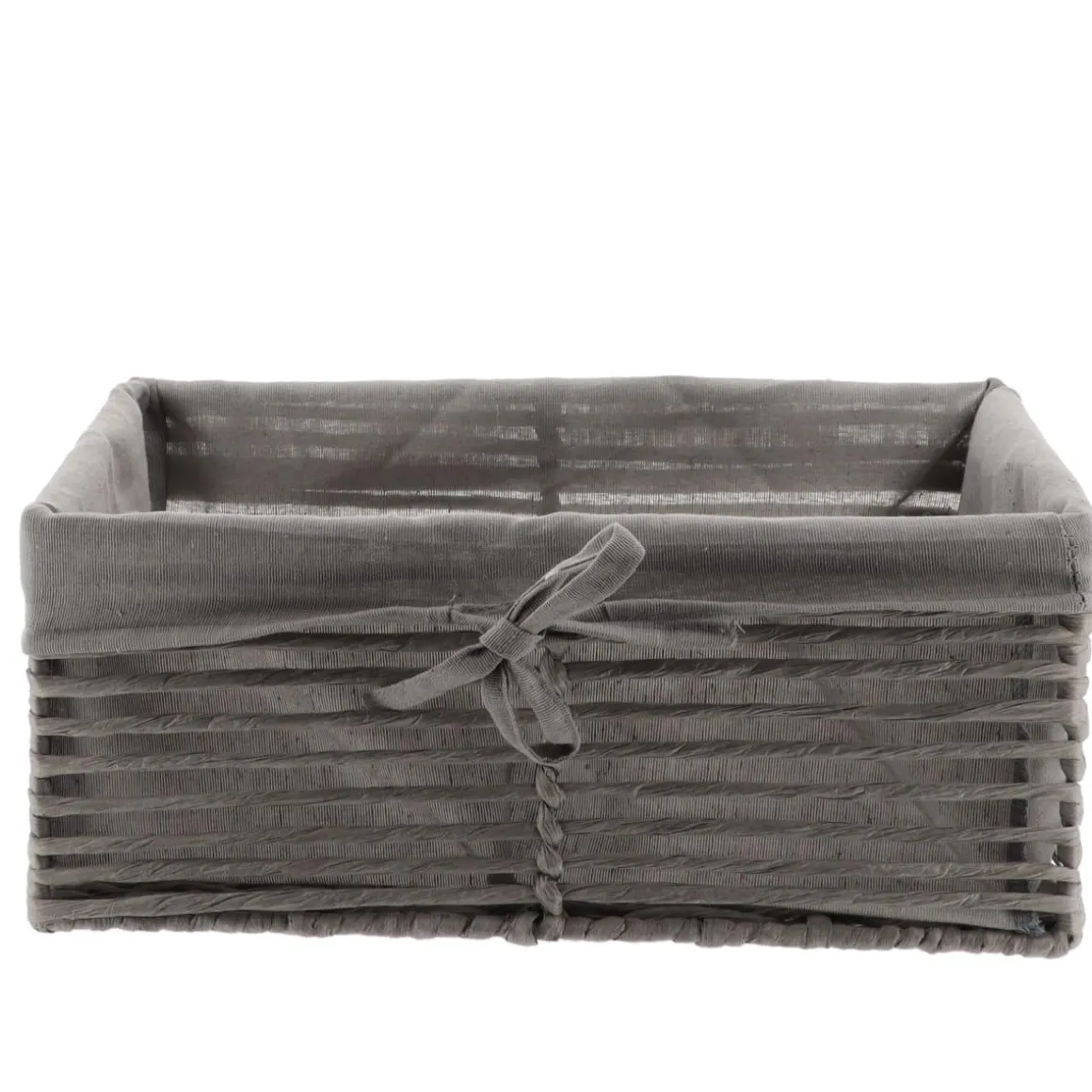 PANIERE EN PAPIER 34X23.5X14CM GRIS TISSU GRIS