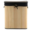 PANIERE LINGE PLIABLE DOUBLE COMPARTIMENT BAMBOU LIN NOIR