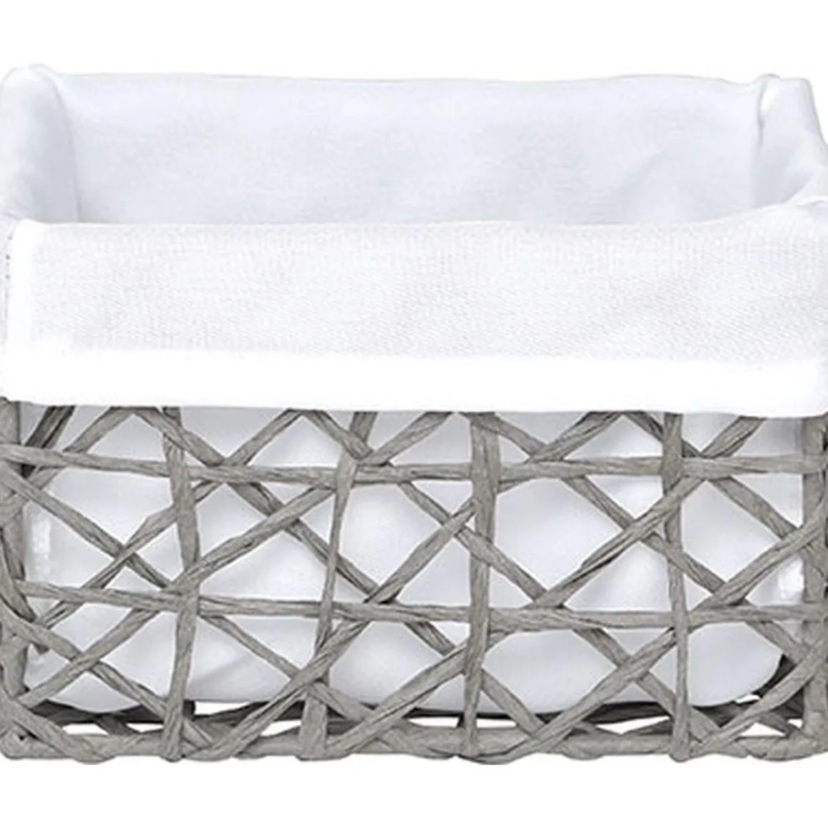 PANIER MM PAPIER GRIS TISSU CREME
