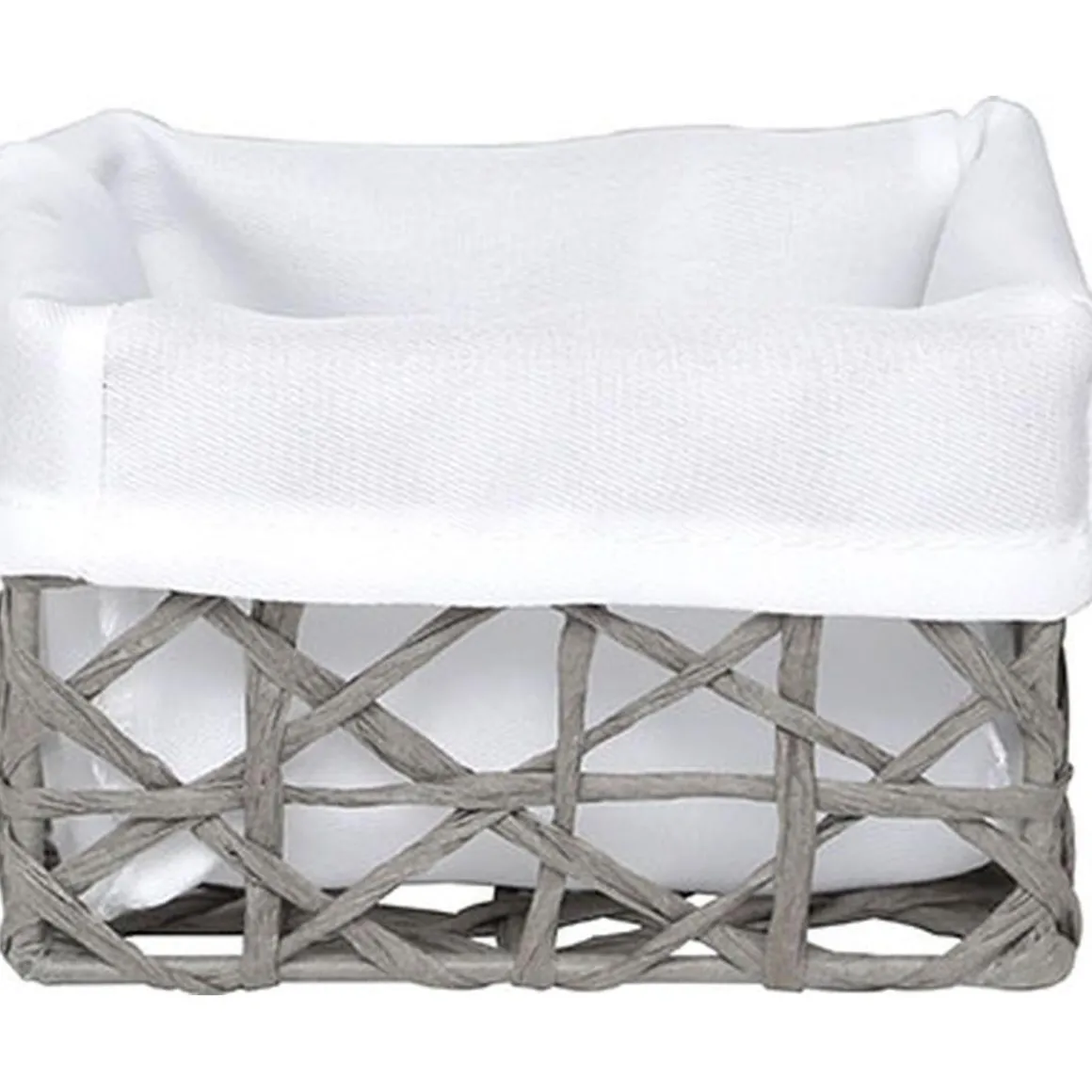 PANIER PM PAPIER GRIS TISSU CREME