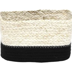 PANIER RECTANGULAIRE MAIS COTON 23X15X13 5CM NATUREL NOIR