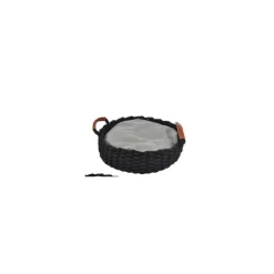 PANIER ROND CORDE ANSES D.40XH10CM NOIR COUSSIN AMOVIBLE