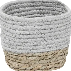 PANIER ROND COTON MATIERE VEGETALE GRIS NATUREL D.17X14CM