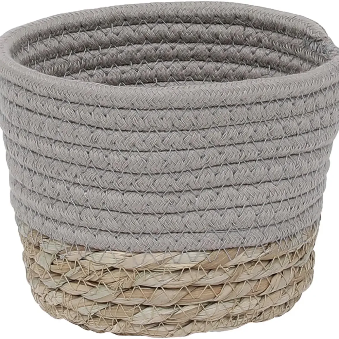 PANIER ROND COTON MATIERE VEGETALE TAUPE NATUREL D.15X12CM