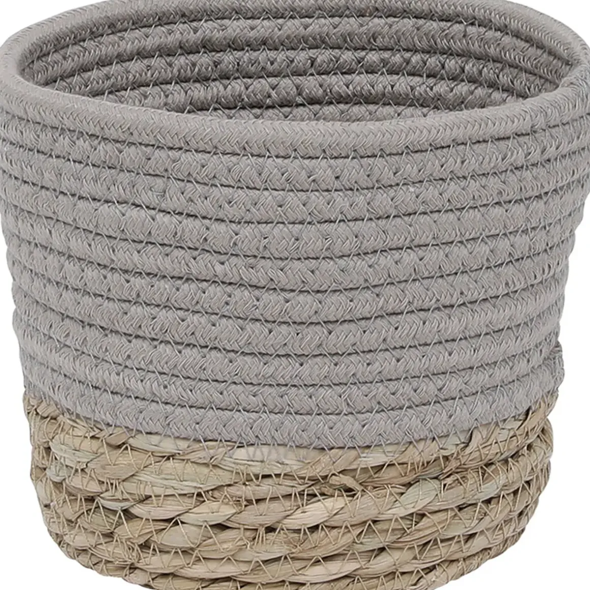 PANIER ROND COTON MATIERE VEGETALE TAUPE NATUREL D.17X14CM
