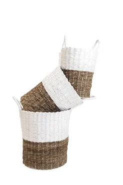 PANIER TRESSE BLANC NATUREL D.28X28X33CM