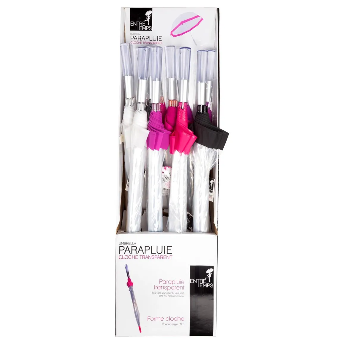 PARAPLUIE LONG DOME TRANSPARENT 80CM