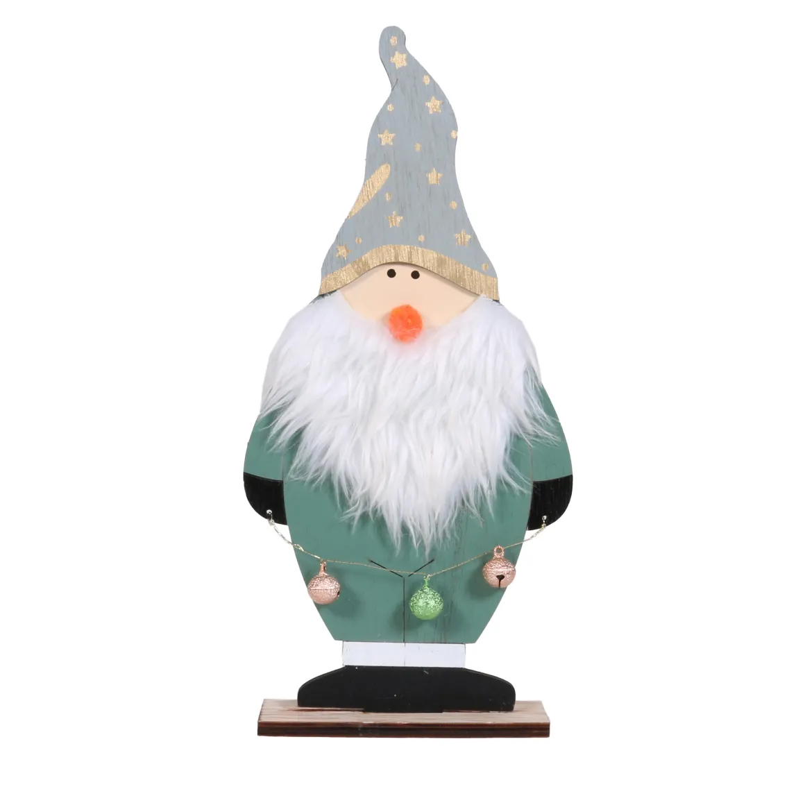 PERE NOEL A POSER GRELOTS VERT D EAU H.29CM