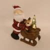 PERE NOEL ET RENNE LUGE ET SAPIN LED H.33CM