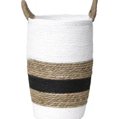 PETITE PANIERE RONDE VEGETALE ET PAPIER BLANC NATUREL NOIR