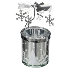 PHOTOPHORE TOURNANT ETOILE ARGENT 9X11CM