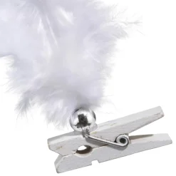 PINCE PLUME DECO PERLE BLANC X12 PIECES