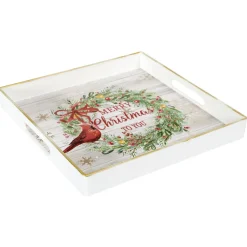 PLATEAU DECORATIF COURONNE MERRY CHRISTMAS D.30CM