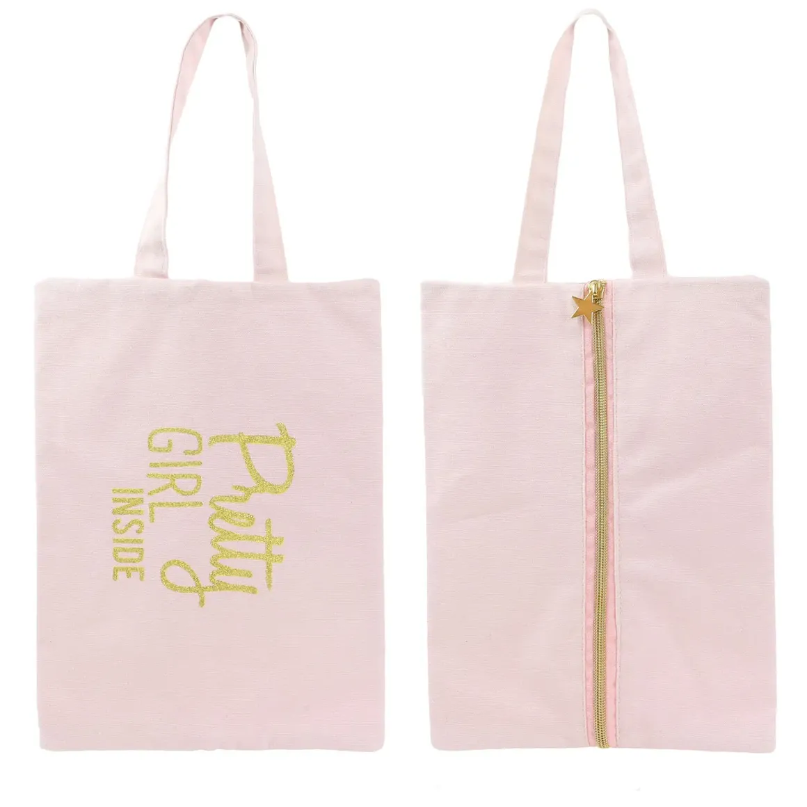 POCHETTE COTON MESSAGE PAILLETTES 21X30CM