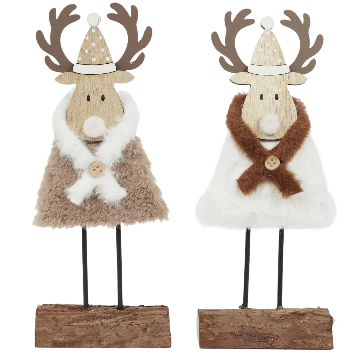 RENNE DE NOEL A POSER IMITATION FOURRURE H.27CM