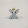 RESINE ELEPHANT AVEC COURONNE DOREE X3 PIECES