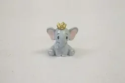 RESINE ELEPHANT AVEC COURONNE DOREE X3 PIECES