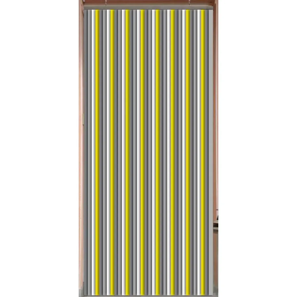RIDEAU DE PORTE PLASTIQUE 90X220 CM GRIS BLANC JAUNE