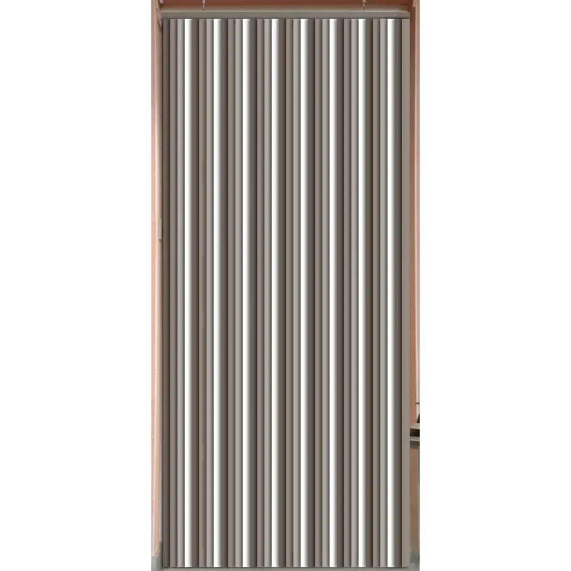 RIDEAU DE PORTE PLASTIQUE 90X220CM TAUPE BLANC