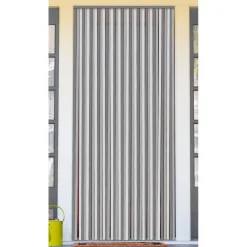 RIDEAU DE PORTE PVC PRESTIGE 90X210CM GRIS  BLANC