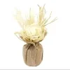 ROSE ET FLEURS SECHEES DANS POT EN TOILE BLANC