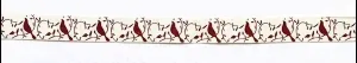 RUBAN COTON OISEAUX ROUGE 1.5 CM X 2 M