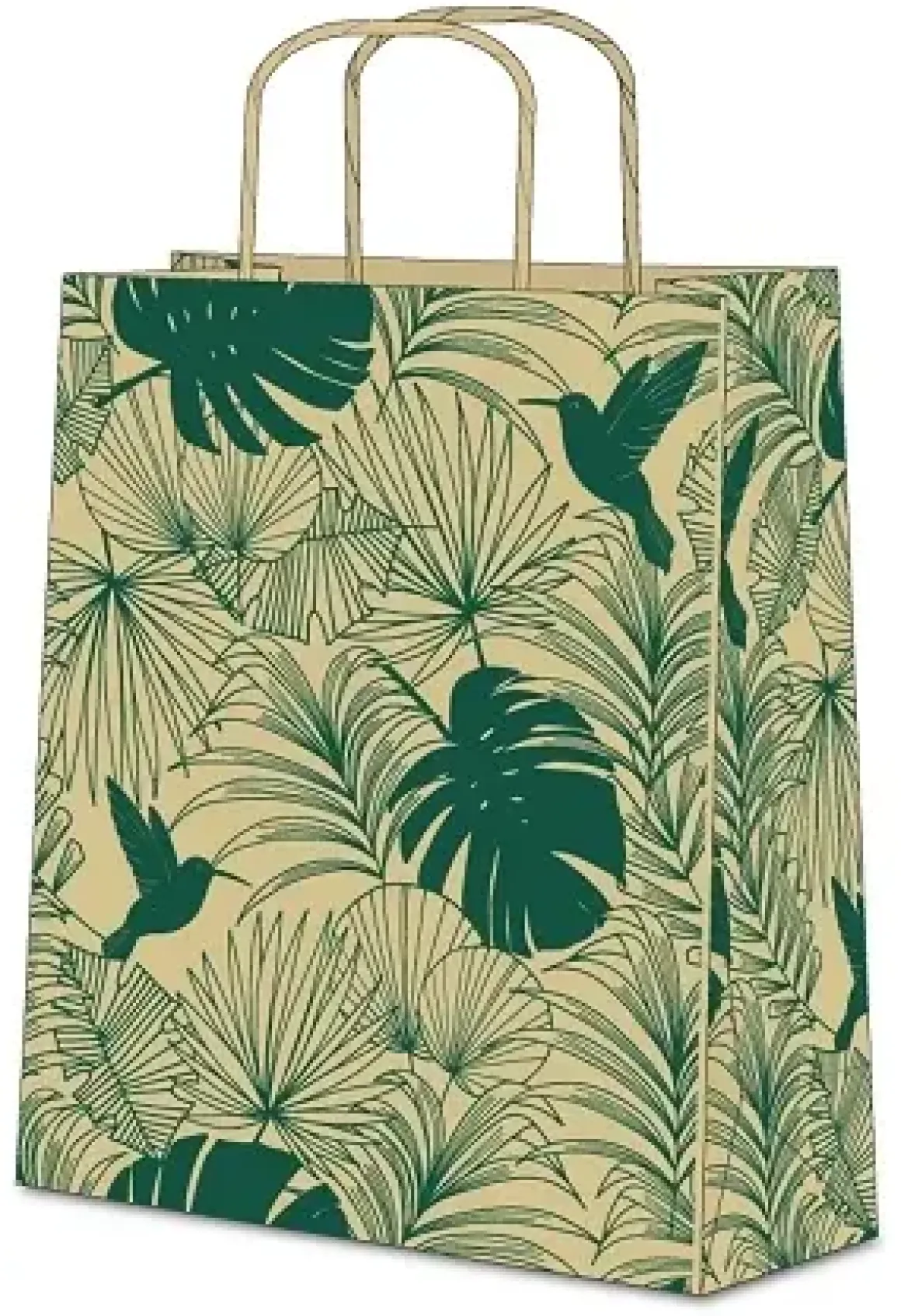 SAC CABAS KRAFT BASE HERBE PF TROPICAL MF 24X32CM