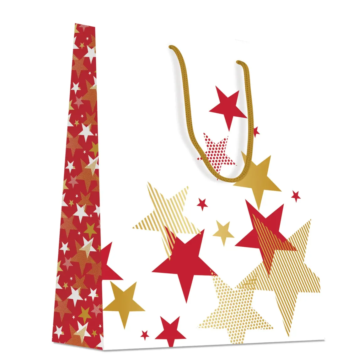 SAC CADEAU ETOILES ROUGE OR GRAND FORMAT