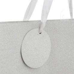 SAC CADEAU PAILLETTE ARGENT D.18X10X23CM