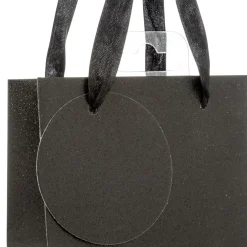 SAC CADEAU PAILLETTE BOUTEILLE NOIR D.12.7X9X35.5CM