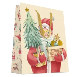 SAC CADEAU PERE NOEL DORE A CHAUD OR 32X40CM