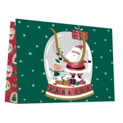 SAC CADEAU PERE NOEL ROUGE VERT 18X23CM