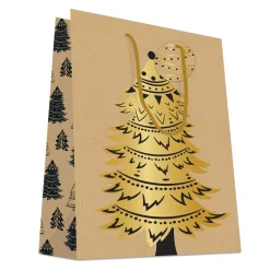 SAC CADEAU SAPIN DORE CHAUD MOYEN FORMAT