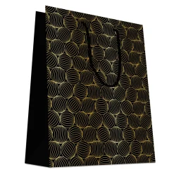 SAC CADEAUX BOULES RAYEES OR 18X23CM