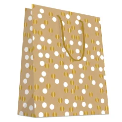 SAC CADEAUX KRAFT DORURE CHAUD POIS OR BLANC 26X32CM