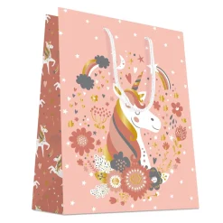 SAC CADEAUX LICORNE DORURE CHAUD 32X40CM