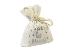 SACHET TOILE METAL VIVE LES MARIES X4 PIECES ARGENT