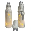 SANTONS LUMINEUX BLANC ET ARGENTE H.19CM X3PIECES