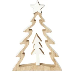 SAPIN AVEC ETOILE BOIS BLANC A POSER H17CM