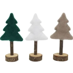 SAPIN DE NOEL A POSER TEXTILE BLANC TAUPE VERT H.21CM