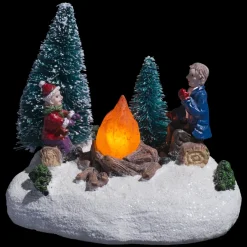 SCENE VILLAGE DE NOEL NEIGE ET SAPIN 3LED A PILES