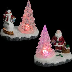 SCENE VILLAGE DE NOEL PERE NOEL ET SAPIN