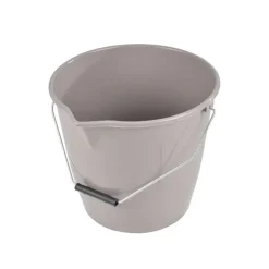SEAU PLASTIQUE AVEC BEC ET ANSE METAL 12L TAUPE