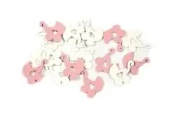 SEMIS DE TABLE LANDAU BEBE EN BOIS X24 PIECES ROSE